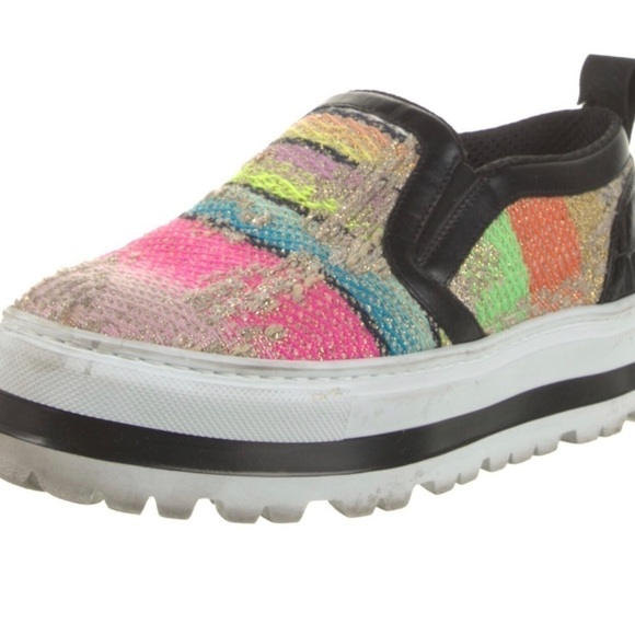 MSGM Multicolor Tweed Platform Slip-on Sneakers - Picture 2 of 14